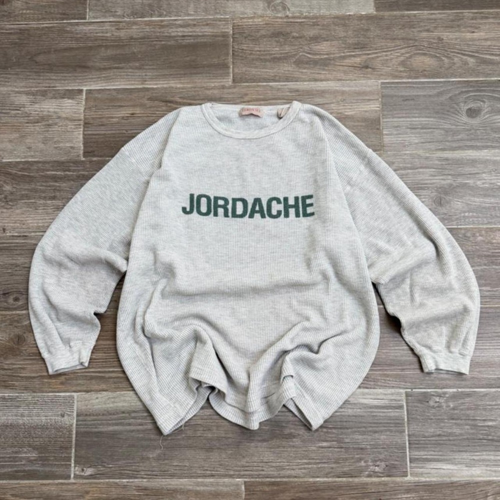 90s Jordache Gray Waffle Knit Thermal Long Sleeve Shirt size L